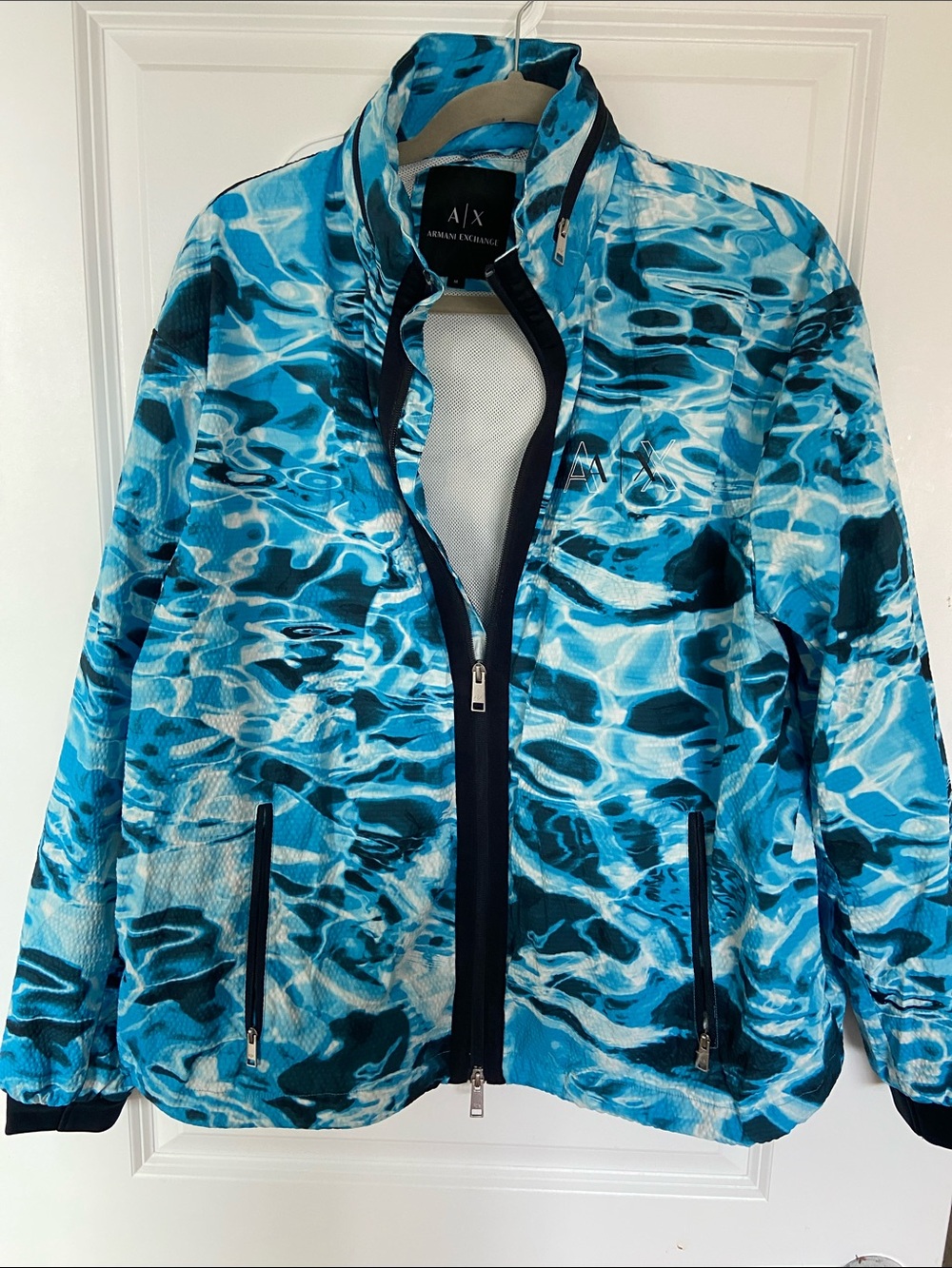 A/X Armani Exchange Blue Patterned Windbreaker Jacket